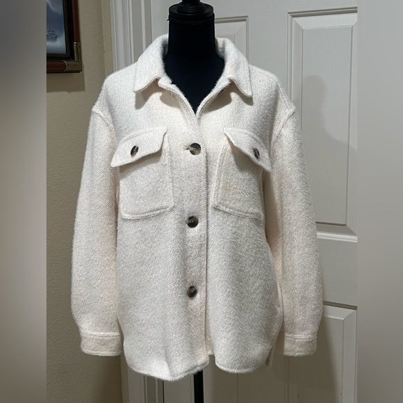 OLD NAVY SOFT-BRUSHED UTILITY  SHACKET, IVORY PEARL WOMENS SIZE M. - Picture 4 of 8